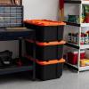 imageIRIS USA 3 Gallon Lockable Storage Bins with Lids 5 Pack  Made in USA Heavy Duty Stackable Containers Garage Organizing Bins Moving Tubs Rugged Sturdy Equipment Utility Box  BlackOrangeOrange