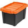 imageIRIS USA 3 Gallon Lockable Storage Bins with Lids 5 Pack  Made in USA Heavy Duty Stackable Containers Garage Organizing Bins Moving Tubs Rugged Sturdy Equipment Utility Box  BlackOrangeBlackOrange