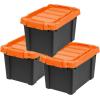 imageIRIS USA 3 Gallon Lockable Storage Bins with Lids 5 Pack  Made in USA Heavy Duty Stackable Containers Garage Organizing Bins Moving Tubs Rugged Sturdy Equipment Utility Box  BlackOrangeBlackOrange