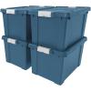 imageIRIS USA 3 Gallon Lockable Storage Bins with Lids 5 Pack  Made in USA Heavy Duty Stackable Containers Garage Organizing Bins Moving Tubs Rugged Sturdy Equipment Utility Box  BlackOrangeNavy