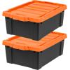 imageIRIS USA 3 Gallon Lockable Storage Bins with Lids 5 Pack  Made in USA Heavy Duty Stackable Containers Garage Organizing Bins Moving Tubs Rugged Sturdy Equipment Utility Box  BlackOrangeBlackOrange
