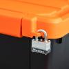 imageIRIS USA 3 Gallon Lockable Storage Bins with Lids 5 Pack  Made in USA Heavy Duty Stackable Containers Garage Organizing Bins Moving Tubs Rugged Sturdy Equipment Utility Box  BlackOrangeBlackOrange
