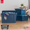 imageIRIS USA 3 Gallon Lockable Storage Bins with Lids 5 Pack  Made in USA Heavy Duty Stackable Containers Garage Organizing Bins Moving Tubs Rugged Sturdy Equipment Utility Box  BlackOrangeNavy