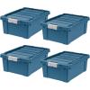 imageIRIS USA 3 Gallon Lockable Storage Bins with Lids 5 Pack  Made in USA Heavy Duty Stackable Containers Garage Organizing Bins Moving Tubs Rugged Sturdy Equipment Utility Box  BlackOrangeNavy