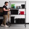imageIRIS USA 4Tier Shelves 48quotL x 18quotW x 73quotH Up to 1200 lb Adjustable Garage Shelving Heavy Duty Metal Storage Shelves Wire Rack Removable Locking Wheel Shed Office Kitchen Garage Organizer Shelf4Tier