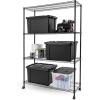 imageIRIS USA 4Tier Shelves 48quotL x 18quotW x 73quotH Up to 1200 lb Adjustable Garage Shelving Heavy Duty Metal Storage Shelves Wire Rack Removable Locking Wheel Shed Office Kitchen Garage Organizer Shelf4Tier