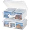 imageIRIS USA 4quot x 6quot Photo Storage Box Craft Keeper 2Pack Transparent Handle Container with 16 Organization Cases for Pictures Crafts Scrapbooking Stationery Storage and Organization ClearClear