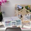 imageIRIS USA 4quot x 6quot Photo Storage Box Craft Keeper 2Pack Transparent Handle Container with 16 Organization Cases for Pictures Crafts Scrapbooking Stationery Storage and Organization ClearClear