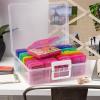 imageIRIS USA 4quot x 6quot Photo Storage Box Craft Keeper Transparent Handle Container with 16 Organization Cases For Pictures Crafts Scrapbooking Stationery Storage and Organization ClearMulticolor