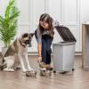 imageIRIS USA Airtight Dog Food Storage Container 30lbs  40lbs Combo Attachable Wheels for Dog Cat Bird and other Pet Food Storage Bin Keep Fresh Easy Mobility BPA Free GrayDark Gray
