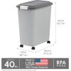imageIRIS USA Airtight Dog Food Storage Container 30lbs  40lbs Combo Attachable Wheels for Dog Cat Bird and other Pet Food Storage Bin Keep Fresh Easy Mobility BPA Free GrayDark Gray