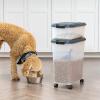 imageIRIS USA Airtight Dog Food Storage Container 40 lbs ampamp 14 lbs Combo Stackable Treat Box 2Cup Scoop Wheels Keep Fresh Easy Mobility NavyClearNavy  Black Buckle