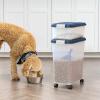 imageIRIS USA Airtight Dog Food Storage Container 40 lbs ampamp 14 lbs Combo Stackable Treat Box 2Cup Scoop Wheels Keep Fresh Easy Mobility NavyClearNavy
