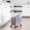 imageIRIS USA Airtight Dog Food Storage Container 40 lbs ampamp 14 lbs Combo Stackable Treat Box 2Cup Scoop Wheels Keep Fresh Easy Mobility NavyClearNavy