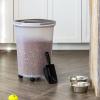 imageIRIS USA Airtight Dog Food Storage Container Up to 25 lbs Premium 60 Improved Airtightness with Seal ampamp Air Valve 2 Cup Scoop Removable Wheels Keep Fresh Pet Food Bin Holder BlackBrown Lid