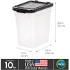 imageIRIS USA Airtight Dog Food Storage Container WeatherPro Up to 25 lbs Removable Wheels for Dog Cat Bird and Other Pet Food Storage Bin Keep Fresh Translucent Body Made in USA ClearBlackClearBlack