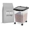 imageIRIS USA Airtight Dog Food Storage Container WeatherPro Up to 25 lbs Removable Wheels for Dog Cat Bird and Other Pet Food Storage Bin Keep Fresh Translucent Body Made in USA ClearBlackClearBlack