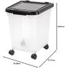 imageIRIS USA Airtight Dog Food Storage Container WeatherPro Up to 25 lbs Removable Wheels for Dog Cat Bird and Other Pet Food Storage Bin Keep Fresh Translucent Body Made in USA ClearBlackClearBlack