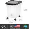 imageIRIS USA Airtight Dog Food Storage Container WeatherPro Up to 25 lbs Removable Wheels for Dog Cat Bird and Other Pet Food Storage Bin Keep Fresh Translucent Body Made in USA ClearBlackClearBlack