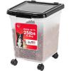 imageIRIS USA Airtight Dog Food Storage Container WeatherPro Up to 25 lbs Removable Wheels for Dog Cat Bird and Other Pet Food Storage Bin Keep Fresh Translucent Body Made in USA ClearBlackClearBlack