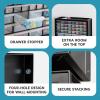 imageIRIS USA Bead Organizer Storage Bin Drawer Cabinet 64Drawer Plastic Organization Chest for Screws Bolts Nails Hardware Small Parts Electronics Charm Tools Scrapbook Art Craft Hobby Supplies  WhiteBlack