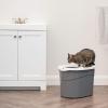 imageIRIS USA Cat Litter Box Large Top Entry with Litter Catching Lid and Scoop Dog Proof Enclosed Cat Litter Box GrayWhiteGray