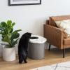 imageIRIS USA Cat Litter Box Large Top Entry with Litter Catching Lid and Scoop Dog Proof Enclosed Cat Litter Box GrayWhiteGray