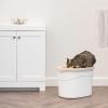 imageIRIS USA Cat Litter Box Large Top Entry with Litter Catching Lid and Scoop Dog Proof Enclosed Cat Litter Box GrayWhiteWhite