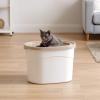imageIRIS USA Cat Litter Box Large Top Entry with Litter Catching Lid and Scoop Dog Proof Enclosed Cat Litter Box GrayWhiteWhite