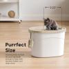 imageIRIS USA Cat Litter Box Large Top Entry with Litter Catching Lid and Scoop Dog Proof Enclosed Cat Litter Box GrayWhiteWhite
