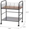 imageIRIS USA Inc 2Tier Kitchen Storage Rolling Cart with Lockable Caster Wheels Coffee Cart Pantry Rack Home Bar Serving Cart Rustic Brown WideWide