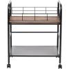 imageIRIS USA Inc 2Tier Kitchen Storage Rolling Cart with Lockable Caster Wheels Coffee Cart Pantry Rack Home Bar Serving Cart Rustic Brown WideWide