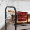 imageIRIS USA Inc 2Tier Kitchen Storage Rolling Cart with Lockable Caster Wheels Coffee Cart Pantry Rack Home Bar Serving Cart Rustic Brown WideWide