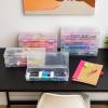imageIRIS USA Pencil Case Box Storage Container for Organizing with Snap Lid 10Pack Big Capacity Stackable Plastic Pen Pouch for Craft Hobby Art Supplies Journaling Stationery Sticker Clear SmallLarge  10 Pack