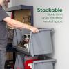 imageIRIS USA Stackable Storage Bins Open Front Medium  3 Pack Heavy Duty Garage Organization Storage Bin Tools Garden Hose Household Product Wide Open Front Interlocked Secure Stacking GrayMedium  3 Pack