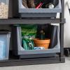 imageIRIS USA Stackable Storage Bins Open Front Medium  3 Pack Heavy Duty Garage Organization Storage Bin Tools Garden Hose Household Product Wide Open Front Interlocked Secure Stacking GrayMedium  3 Pack
