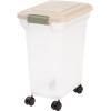 imageIRIS USA WeatherPro Airtight Dog Food Storage Container Up to 22 lbs Attachable Wheels For Dog Cat Bird and Other Pet Food Storage Bin Keep Fresh Easy Mobility BPA Free SmokeClearAlmond