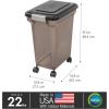 imageIRIS USA WeatherPro Airtight Dog Food Storage Container Up to 22 lbs Attachable Wheels For Dog Cat Bird and Other Pet Food Storage Bin Keep Fresh Easy Mobility BPA Free SmokeSmokeBlack