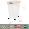 imageIRIS USA WeatherPro Airtight Dog Food Storage Container Up to 58 lbs Attachable Wheels For Dog Cat Bird and Other Pet Food Storage Bin Keep Fresh Easy Mobility BPA Free SmokePearlAlmond