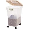 imageIRIS USA WeatherPro Airtight Dog Food Storage Container Up to 58 lbs Attachable Wheels For Dog Cat Bird and Other Pet Food Storage Bin Keep Fresh Easy Mobility BPA Free SmokeClearAlmond