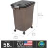 imageIRIS USA WeatherPro Airtight Dog Food Storage Container Up to 58 lbs Attachable Wheels For Dog Cat Bird and Other Pet Food Storage Bin Keep Fresh Easy Mobility BPA Free SmokeSmokeBlack
