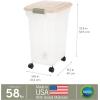imageIRIS USA WeatherPro Airtight Dog Food Storage Container Up to 58 lbs Attachable Wheels For Dog Cat Bird and Other Pet Food Storage Bin Keep Fresh Easy Mobility BPA Free SmokeClearAlmond