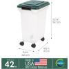 imageRemington WeatherPro Airtight Dog Food Storage Container Up to 22 lbs Attachable Wheels For Dog Cat Bird and Other Pet Food Storage Bin Keep Fresh Translucent Body Green42 lbs