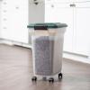 imageRemington WeatherPro Airtight Dog Food Storage Container Up to 22 lbs Attachable Wheels For Dog Cat Bird and Other Pet Food Storage Bin Keep Fresh Translucent Body Green22 lbs