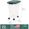 imageRemington WeatherPro Airtight Dog Food Storage Container Up to 22 lbs Attachable Wheels For Dog Cat Bird and Other Pet Food Storage Bin Keep Fresh Translucent Body Green22 lbs