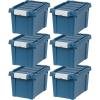 imageIRIS USA 3 Gallon Lockable Storage Bins with Lids 5 Pack  Made in USA Heavy Duty Stackable Containers Garage Organizing Bins Moving Tubs Rugged Sturdy Equipment Utility Box  BlackOrangeNavy