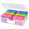 imageIRIS USA 4quot x 6quot Photo Storage Box Craft Keeper Transparent Handle Container with 16 Organization Cases For Pictures Crafts Scrapbooking Stationery Storage and Organization ClearMulticolor