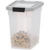 imageIRIS USA Airtight Dog Food Storage Container WeatherPro Up to 25 lbs Removable Wheels for Dog Cat Bird and Other Pet Food Storage Bin Keep Fresh Translucent Body Made in USA ClearBlackClearGray
