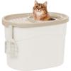 imageIRIS USA Cat Litter Box Large Top Entry with Litter Catching Lid and Scoop Dog Proof Enclosed Cat Litter Box GrayWhiteWhite