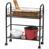 imageIRIS USA Inc 2Tier Kitchen Storage Rolling Cart with Lockable Caster Wheels Coffee Cart Pantry Rack Home Bar Serving Cart Rustic Brown WideSlim